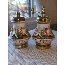 Elegant Vintage Capodimonte Style Salt  Pepper Shaker Set, 4.25" Tall