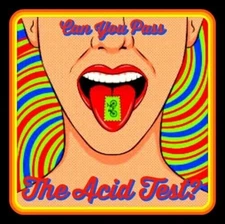 4" Psychedelic Can U Pass Acid Test? vinyl sticker. Mushroom, LSD vision decal.