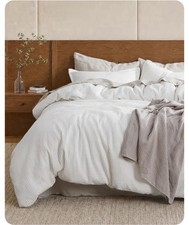 Bedsure 100 Cotton Waffle Weave Duvet Cover Set, Oversize King, 3 Pieces, White