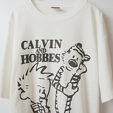 Vintage 90s Calvin and Hobbes Character T-Shirt White L