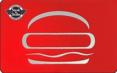 Steak N Shake Silver Hamburger Outline On Red Background 2014 Gift Card
