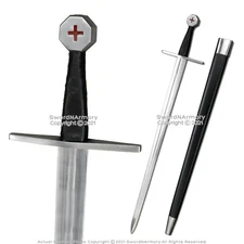 Functional Handmade Medieval Templar Sword Scabbard Cold Peened Tang SCA