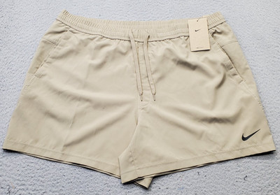 Nike Running Shorts Mens XL Tan Standard Fit Four-Way Stretch Drawstring Waist