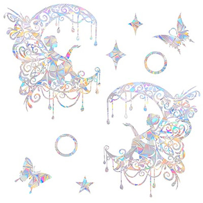 Fairy and Moon Window Clings for Bird Strikes - Anti-Collision Window Decals 