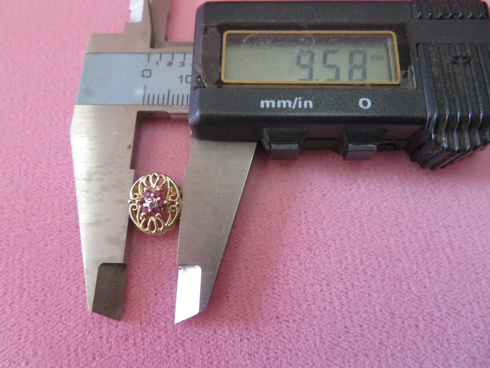 OMG 10K Solid Two Tone Gold Ruby Slide Charm for … - image 5