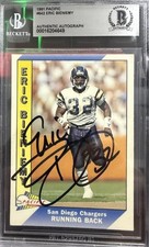 1991 ERIC BIENIEMY SIGNED ROOKIE CARD!  SD CHARGERS! Pacific #642 BAS!!. rookie card picture