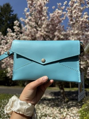 Portland Leather Goods Envelope Convertible Crossbody Crunchwrap Blue Unicorn