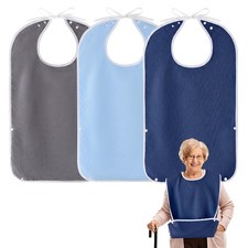 Easfreeat 3 Pack Adult Bibs in Terry for Adult, Gray blue navy Blue