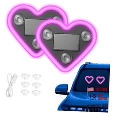 Car LED Ambient Light, Car Triangle Window Solar-Powered Heart Pink 2pcs