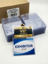 1000 Large Event Badge Holder Dual Pocket Clear Vinyl ID Holder Trade Show 4x6
