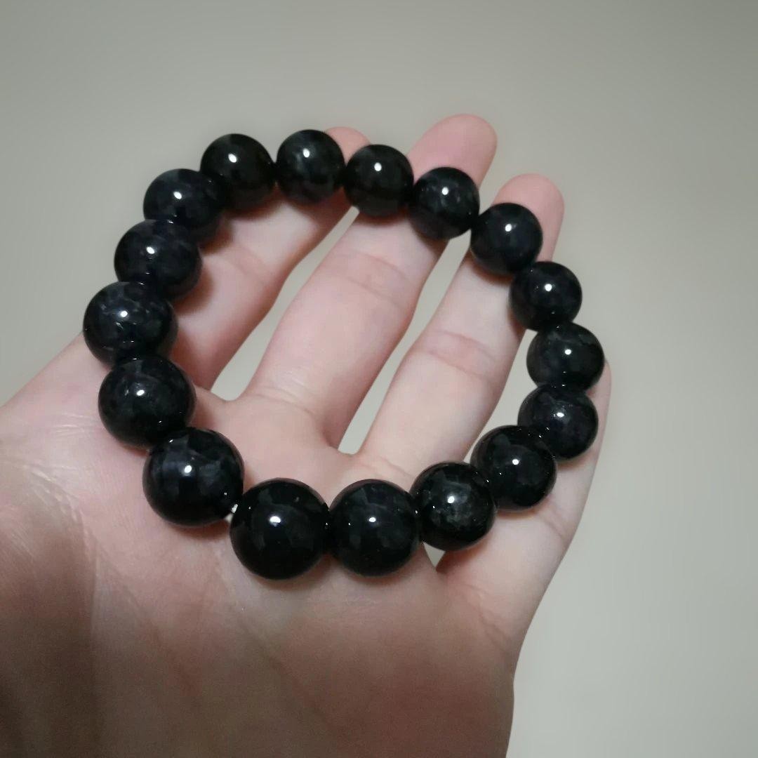 Itoigawa Black Jade Bracelet 12mm with Cert Natural Stone Jewelry for Men Japan