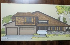 Original MCM Architectural Rendering Drawing Ink and Paint on Vellum House 3B