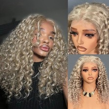 Old Blonde Brazilian Human Hair Wigs For Women Kinky Curly Lace Front Wig 13x4