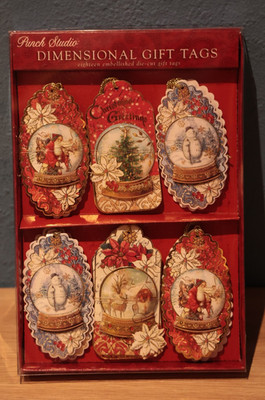 Vintage PUNCH STUDIO Dimensional Gift Tags Geschenkanhänger *** 54751 NEU + OVP