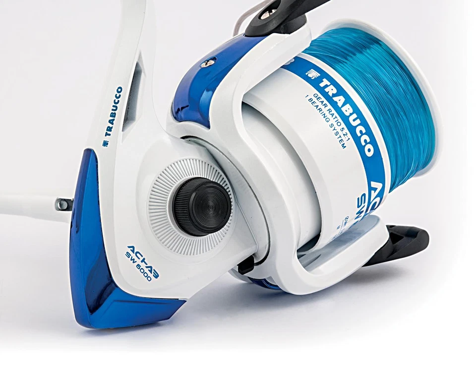 MULINELLO TRABUCCO ACHAB SW CON MONOFILO PESCA SURF CASTING FONDO MARE BARCA - Immagine 2 di 4