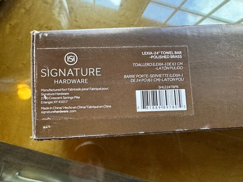 New Signature Hardware Lexia 24" Towel Bar Polished Brass  - Picture 4 of 4