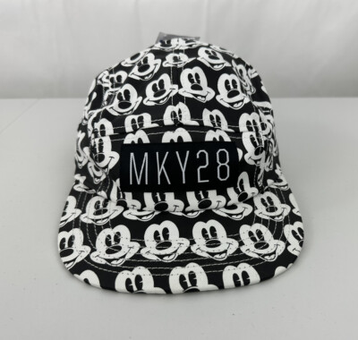 Neff Disney MKY28 Mickey Mouse Repeating Pattern Black & White Snapback Cap Hat