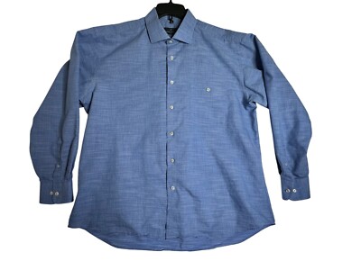 Daniel Hechter Paris L/S Blue Button Down Shirt Mens 2XL XXL 45-46