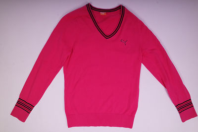 Puma Women's V-Neck Pullover Sweatshirt Long Sleeve Pink Size S / 36