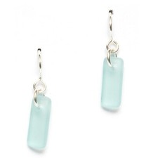 Sterling Silver Seaglass Earrings- Pale Aqua. Handmade.