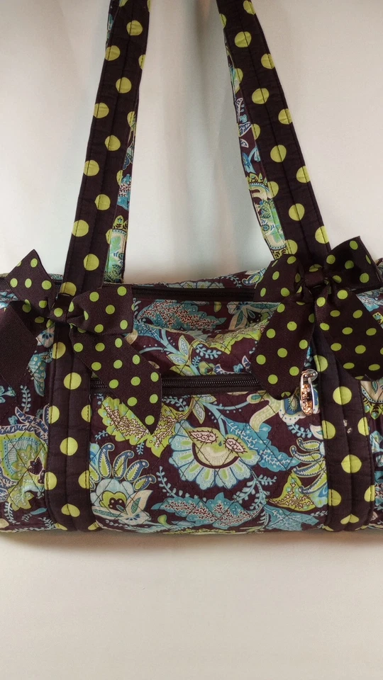 Bolsa de viagem Belvah acolchoada marrom e verde alças duplas grande - Imagem 2 de 4