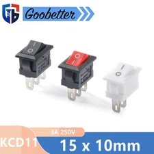 Micro Rocker Switch Latching Rectangular 3A 250V ON OFF 15 x 10mm 2/3 Position