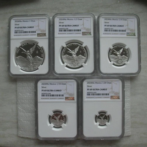 Mexico 2024 Libertad Silver Proof Coin 1 1/2 1/4 1/10 1/20OZ ALL 5Coins NGC PF69