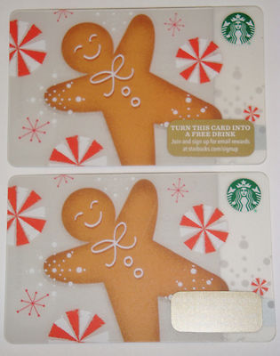 2x Limited Edition Starbucks Gift Card ''Ginger Bread Man'' Holiday NO VALUE 