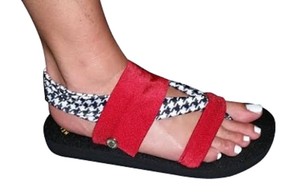 yellow box houndstooth flip flops