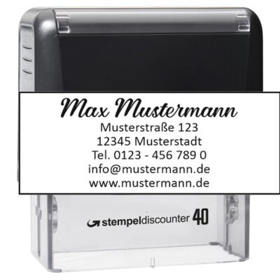 STEMPELdiscounter 40 Adressstempel mit Wunschtext 59x23 mm 5-6 Zeilen Vorlage 1