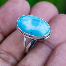 Adorable Ring Of Larimar- Blue Pectolite Ring- 925 Sterling Silver Ring ET-564"8