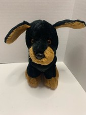 80s Rottweiler Russ Berrie Yomiko Puppy Dog 7 Inch Plush Black Brown Mutt VTG