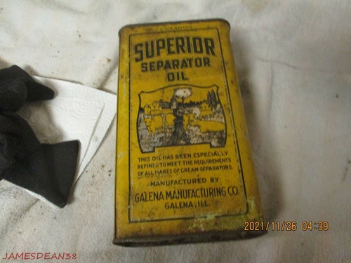 VINTAGE 1/2 GALLON SUPERIOR CREAM SEPARATOR OIL TIN CAN GALENA ILLINOIS - Picture 4 of 8