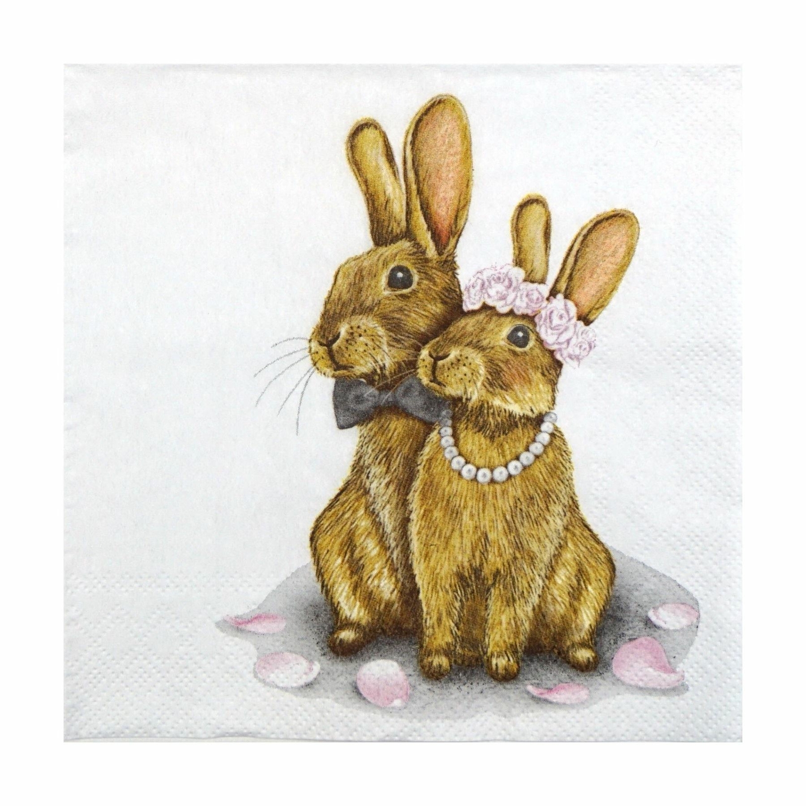 Bunny Rabbit Couple Paper Napkins Easter Wedding Lunch Cocktail Party Serviettes
