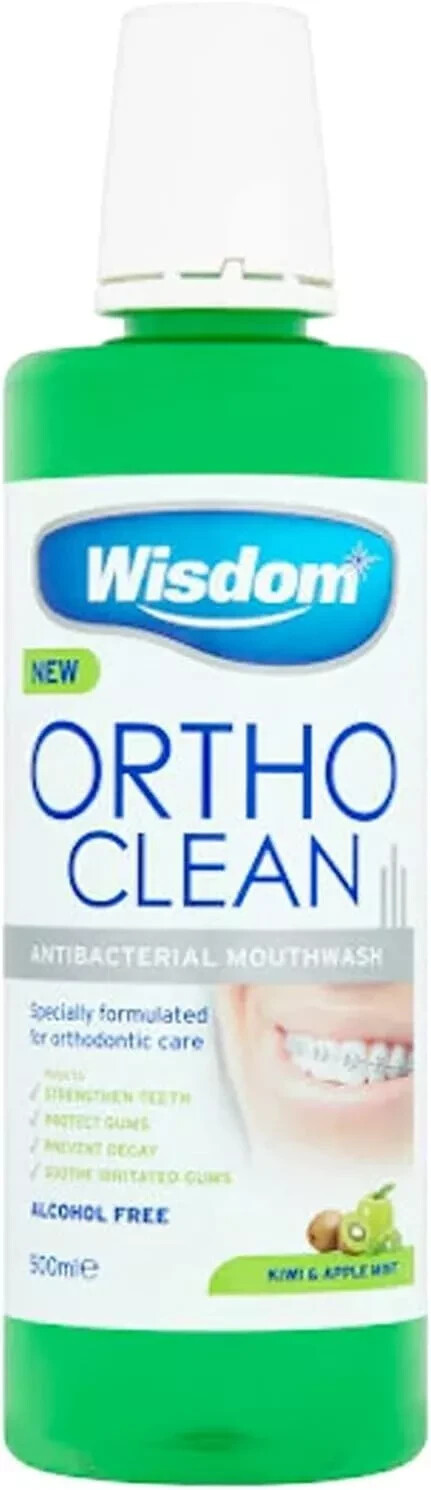 Wisdom Ortho Clean Mouthwash 500ml Kiwi Apple Mint Antibacterial Oral Rinse