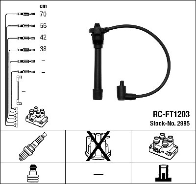 2995 NGK Ignition Cable Kit for FIAT,LANCIA