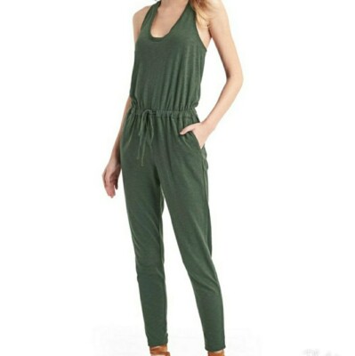 NWT Gap Slub Jersey Tank Jumpsuit, BLACK GRASS SIZE XS