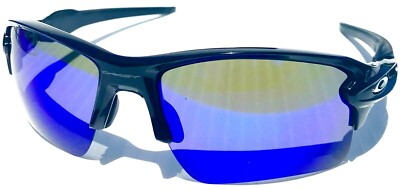 NEW* Oakley FLAK 2.0 BLACK w POLARIZED Galaxy Blue 2 lens set Sunglass 9188