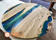 Blue Epoxy Resin Top Handmade Coffee Table Top Counter Handmade Furniture Decors