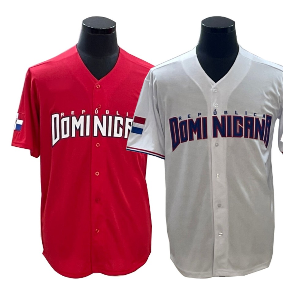 Retro Dominicana Baseball Jersey Machado 13 Soto 22 Sewn Custom Name White Red