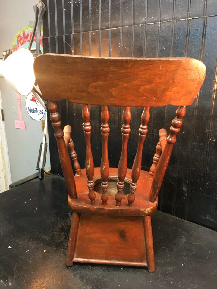 Antique Wood Potty Chair with Spindels , Planter Table Childs Dinner Chair Boost - Image 4 of 4