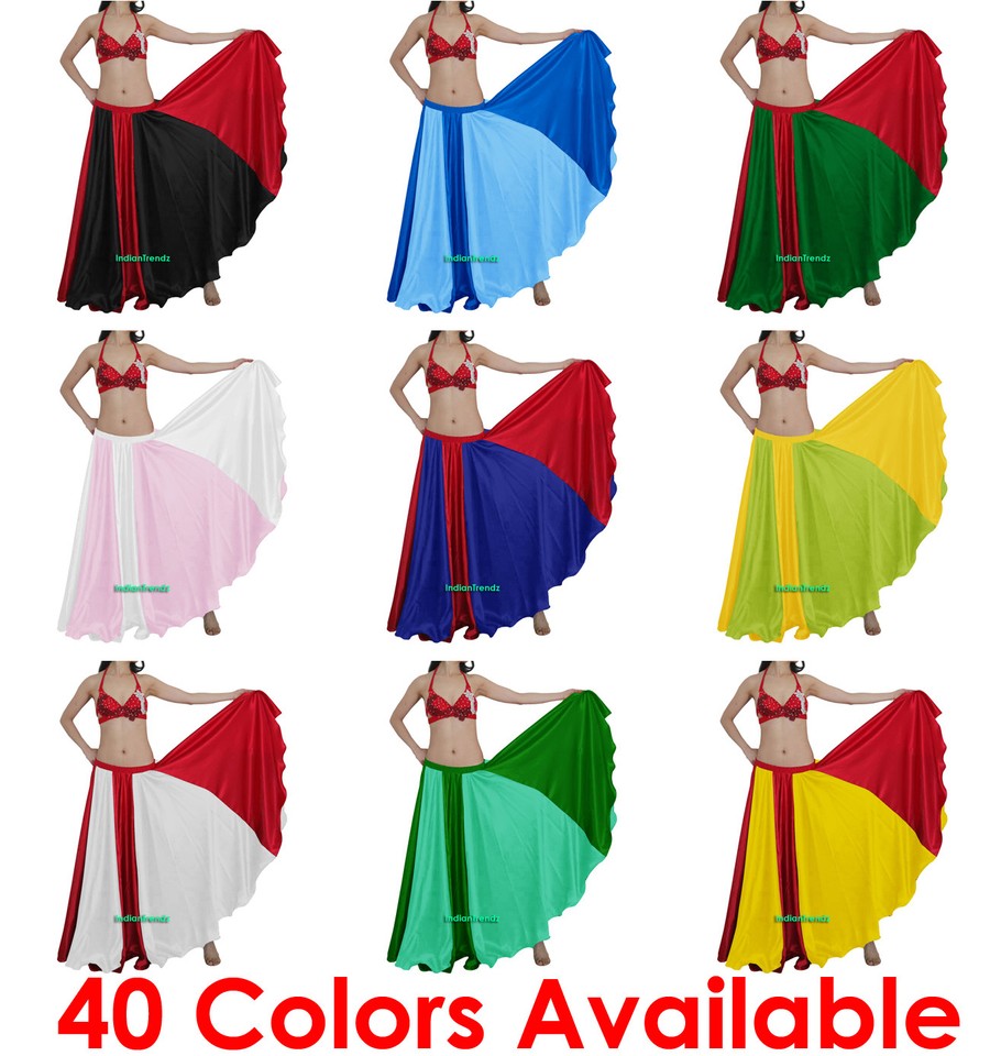 Faldas Flamencas Satinadas Mezcla Color 360 Círculo Completo Gitana 12 Yardas Danza del Vientre Jupe