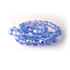 Light Sapphire Blue AB - 50 6mm Faceted Round Fire Polish Czech Glass Beads