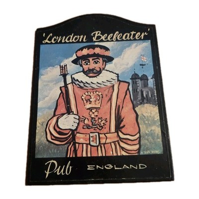 Mini PUB Sign BEEFEATER  7 Inch Bar Board INN Tavern Bar London England Gin