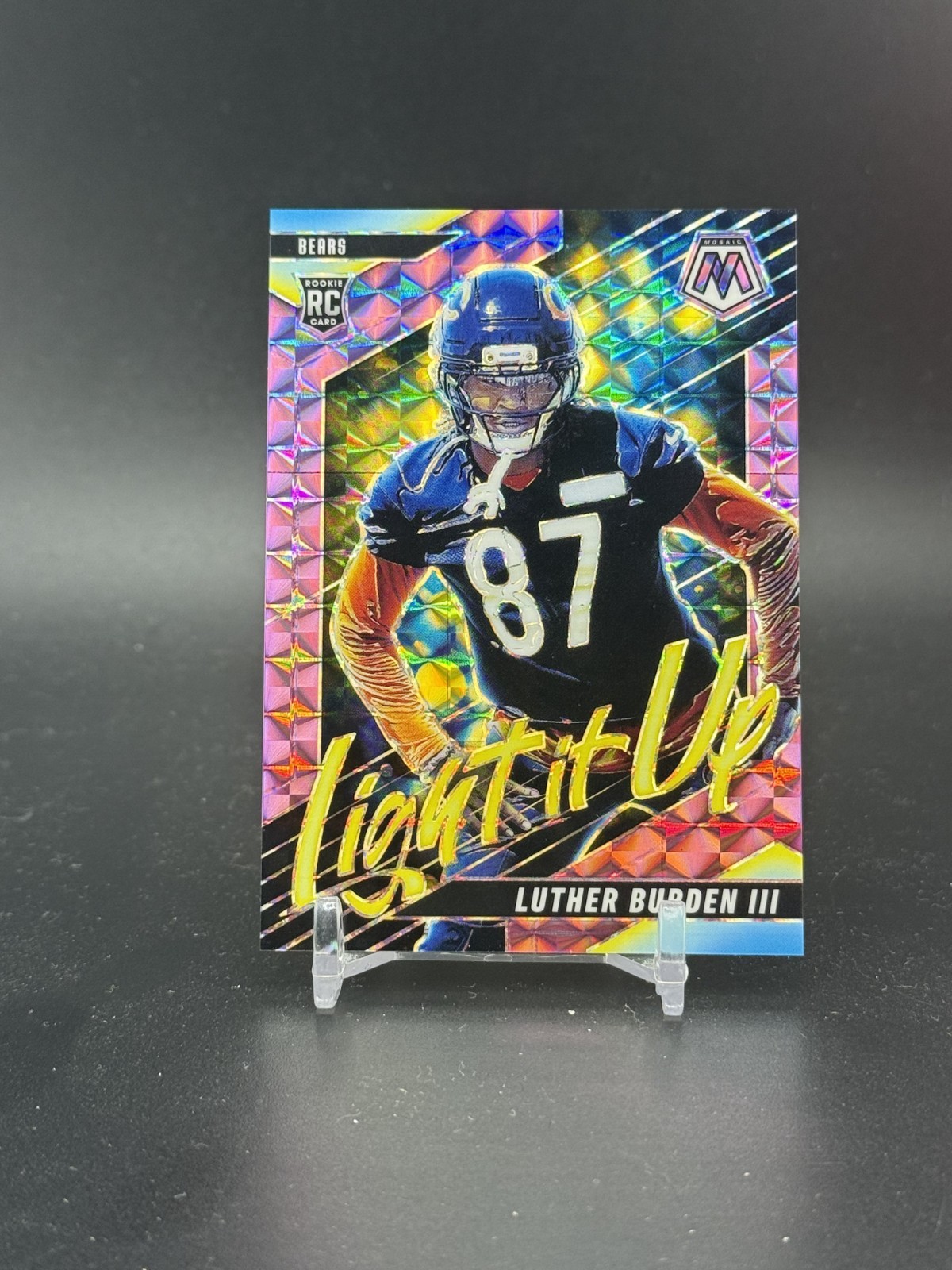 Luther Burden III 2025 Mosaic Light It Up Purple /49 Rookie Bears (BHR)
