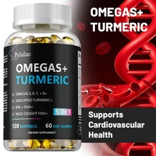 Omegas + Turmeric - DHA & EPA - Brain & Heart Health, Digestion, Joint Support