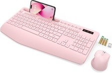 Wireless Keyboard and Mouse Wrist Rest Holder Batteries Included 2.4G Lag-Fre...