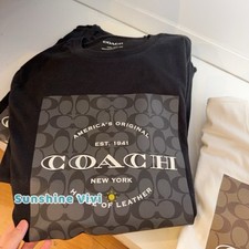 NWT Coach Men's Signature T Shirt In Organic Cotton Black Choose Size CO790