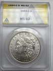 1884 O Morgan Dollar New Orleans ANACS MS64 90% Silver $1 Uncirculated Coin