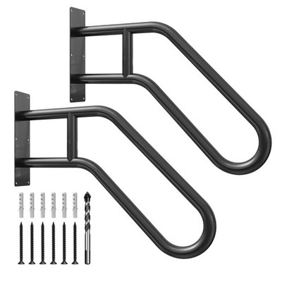 Handrails for Outdoor Steps Wall Mount, Stair Railings 1-3 Steps, Black